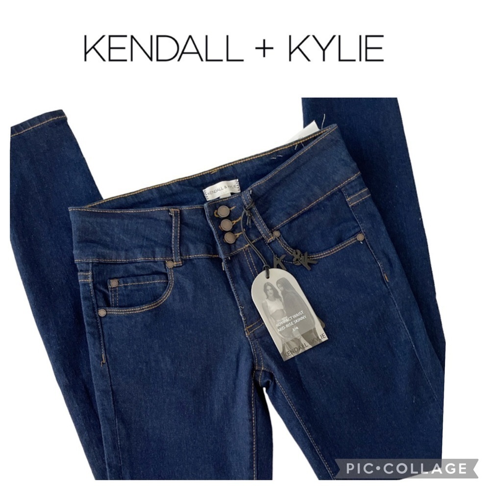 Kendall & Kylie Kompact waist mid rise skinny jeans 3/4 or 27 NWT